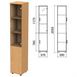 Шкаф закрытый со стеклом "Монолит", 370х390х2050 мм, цвет бук бавария (КОМПЛЕКТ) - фото 15061065