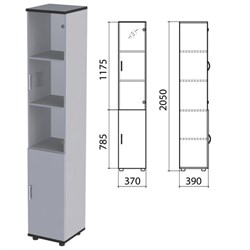 Шкаф закрытый со стеклом "Монолит", 370х390х2050 мм, цвет серый (КОМПЛЕКТ) - фото 15061067