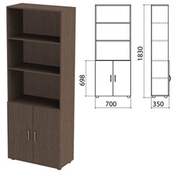 Шкаф полузакрытый "Канц", 700х350х1830 мм, цвет венге (КОМПЛЕКТ) - фото 15061154