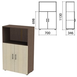 Шкаф полузакрытый "Канц", 700х350х1130 мм, цвет венге/дуб молочный (КОМПЛЕКТ) - фото 15061196
