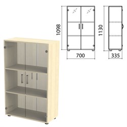 Шкаф закрытый со стеклом "Канц", 700х335х1130 мм, цвет дуб молочный (КОМПЛЕКТ) - фото 15061197