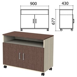Тумба для оргтехники "Канц", 900х430х620 мм, 2 двери, цвет дуб молочный/венге (КОМПЛЕКТ) - фото 15061204