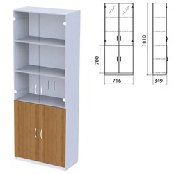 Шкаф закрытый со стеклом "Бюджет", 716х349х1810 мм, орех французский (КОМПЛЕКТ) - фото 15061252