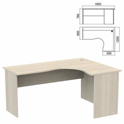 Стол компактный "Арго", 1600х1200х760 мм, правый, ясень шимо (КОМПЛЕКТ) - фото 15061268