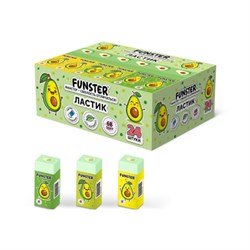 Ластик FUNSTER (ФАНСТЕР) "AVOCADO", 50х21х16 мм, прямоугольный, картонный держатель, экологичный ПВХ, ассорти, 272723 - фото 15068985