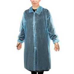 Халат одноразовый голубой на кнопках КОМПЛЕКТ 10 шт., XXL, 56-58 размер, 110 см, рукав на резинке, 20 г/м2, СНАБЛАЙН - фото 15070935