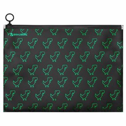 Папка для тетрадей BRAUBERG А4, 1 отделение, пластик, на zip-lock-молнии, "Dino matrix", 272106 - фото 15081161