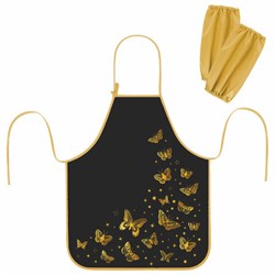 Фартук с нарукавниками для уроков труда ЮНЛАНДИЯ, регулировка по росту, 46х54 см, "Golden", 273635 - фото 15081213