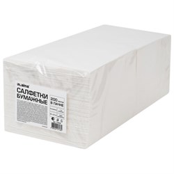 Салфетки бумажные 3-х слойные, 33x33 см, 200 штук в упаковке, 1/4 сложение, LAIMA, белые, 116659 - фото 15083360