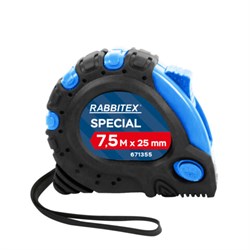 Рулетка измерительная 7,5 м х 25 мм, обрезиненный корпус, 3 фиксатора, RABBITEX (РАББИТЕКС) Special, 671355 - фото 15092119