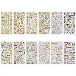 Наклейки гелевые "Зверяшки-обаяшки", 17,5х9 см, ассорти 12 видов, FUNSTER (ФАНСТЕР), 666085 - фото 15093934