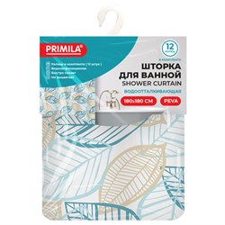 Шторка для ванной PEVA, 180х180 см, кольца в комплекте, 3 дизайна ассорти, РАСТЕНИЯ, PRIMILA (ПРИМИЛА), 700076 - фото 15093979
