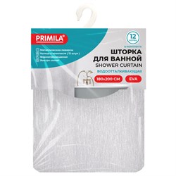 Шторка для ванной EVA, 180х200 см, кольца в комплекте, БЕЛЫЕ ЛИНИИ, PRIMILA (ПРИМИЛА), 700105 - фото 15094008