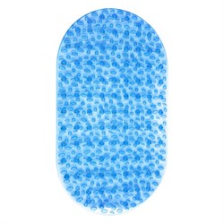 Коврик для ванны противоскользящий 69х40 см, "Камешки", овальный, прозрачно-голубой, ПВХ, PRIMILA (ПРИМИЛА), 700368 - фото 15094016