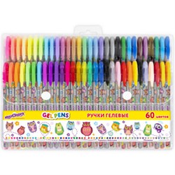 Ручки гелевые ЮНЛАНДИЯ, НАБОР 60 ЦВЕТОВ, узел 1 мм, линия письма 0,5 мм, 144452 - фото 15097544
