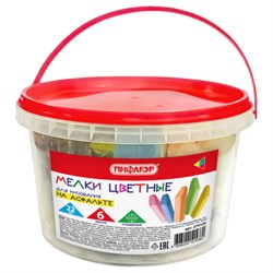 Мел в ведерке для рисования на асфальте 22 штуки, ПИФАГОР, цветной квадратный УТОЛЩЕННЫЙ, 274125 - фото 15102729