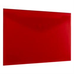 Папка-конверт с кнопкой прозрачная А4, BRAUBERG "UNIVERSAL", до 100 листов, красная, 0,15 мм, 273073 - фото 15104347