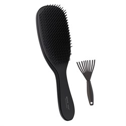 Расческа для волос массажная 22,5х6,5 см, чёрная + щетка для чистки В ПОДАРОК, MONTE VITA (МОНТЕ ВИТА), 457429 - фото 15104371