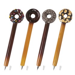 Ручка фигурная "ПОНЧИКИ", СИНЯЯ, 4 дизайна ассорти, линия письма 0,5 мм, дисплей, BRAUBERG, 142759 - фото 15106103