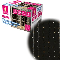 Электрогирлянда-занавес комнатная "Штора" 3х2 м, 144 LED, теплый белый свет, 220 V, ЗОЛОТАЯ СКАЗКА, 591350 - фото 15110692