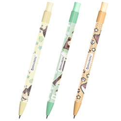 Карандаш механический цанговый 2 мм, с принтом кросс-серия МИЛЫЕ КОТЫ, BRAUBERG, HB, встроенная точилка, корпус ассорти, 182108 - фото 15122380