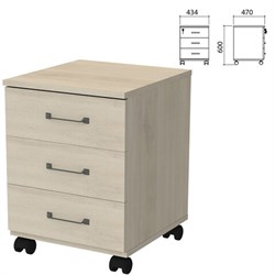 Тумба подкатная "Приоритет", 434х470х600 мм, 3 ящика, замок, кронберг, К-923, К-923 кронберг - фото 15128253