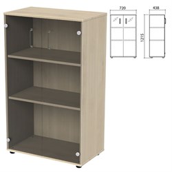 Шкаф закрытый со стеклом "Приоритет" 720х424х1215 мм, 2 полки, кронберг (КОМПЛЕКТ) - фото 15128363