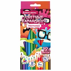 Карандаши цветные кросс-серия МОНСТРИКИ, 12 цветов, трехгранные, BRAUBERG, 182112 - фото 15131582