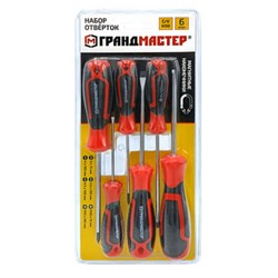 Набор отверток SL/PH, 6 шт., CrV, двухкомпонентные рукоятки, ГРАНДМАСТЕР, 671328 - фото 15131767