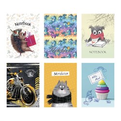 Блокнот МАЛЫЙ ФОРМАТ А7 75x105 мм, 40 л., гребень, фольга, TWIN лак, клетка, "МИКС 5" (6 видов), 099104 - фото 15135243