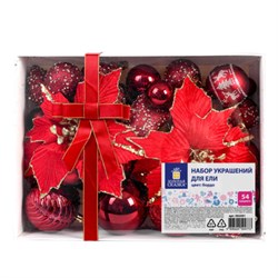 Шары елочные НАБОР 54 предмета "Burgundy Style", пластик, бордо, ЗОЛОТАЯ СКАЗКА, 592591 - фото 15135334