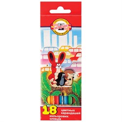Карандаши цветные KOH-I-NOOR "Крот", 18 цветов, шестигранные, грифель 3,2 мм, европодвес, 3653, 3653018046KS - фото 15135370