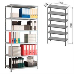 Стеллаж металлический ПРАКТИК "MS", 2000х1000х400 мм, 6 полок, MS 200/100х40/6 - фото 15140127