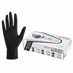 Перчатки нитриловые сверхпрочные с текстурой SFM MEGA TEX BLACK, Германия, 25 пар (50 штук), размер 7-8 (средний) - фото 15140314