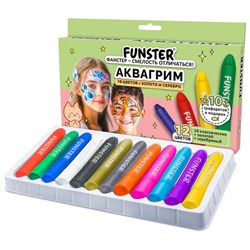 Аквагрим для лица и тела, 12 цветов (10 классических + золото + серебро), 10 трафаретов, FUNSTER (ФАНСТЕР), 192572 - фото 15154012