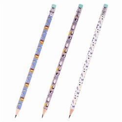 Карандаш чернографитный ЮНЛАНДИЯ "ЩЕНОК", 1 шт., HB, с ластиком, корпус ассорти, 181774 - фото 15155605