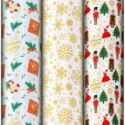 Бумага упаковочная новогодняя НАБОР 3 шт. "Winter Dreams", С ЭФФЕКТАМИ 70х100 см ЗОЛОТАЯ СКАЗКА, 592613 - фото 15163502