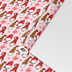Бумага упаковочная мелованная BIG SIZE новогодняя "Гномики", 0,7х10 м, ЗОЛОТАЯ СКАЗКА, 592615 - фото 15163504
