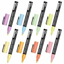 Маркеры меловые CHALK LIQUID MARKER, ПАСТЕЛЬ, НАБОР 8 ЦВЕТОВ, 3 мм, стираемые, BRAUBERG "CHALK", 152598 - фото 15168314