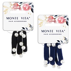 Резинки для волос НАБОР 3 шт., мягкие, средние, с бусинами, АССОРТИ, MONTE VITA (МОНТЕ ВИТА), 457052 - фото 15175309