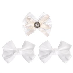 Бант для волос НАБОР 2 шт. и 1 шт., 10х8 см, на заколке, белый, АССОРТИ, MONTE VITA (МОНТЕ ВИТА), 457119 - фото 15175310