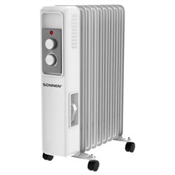 Обогреватель масляный SONNEN DFS-9E, 9 секций, 2000 Вт, 3 режима, механическое управление, белый, 457780 - фото 15175314