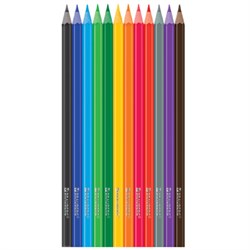 Карандаши цветные BRAUBERG, 12 цветов, цветной корпус, упаковка ПВХ-бокс, шестигранные, 182067 - фото 15177068