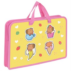 Папка на молнии с ручками ЮНЛАНДИЯ А4, 1 отделение, пластик, ширина 45 мм, "Capybaras", 272149 - фото 15180521