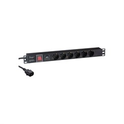 Блок розеток ExeGate ServerPro PDU-19H609 Al-6S-C14-2CU-SPD1 - фото 15195027