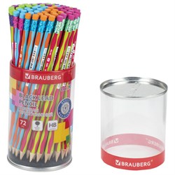 Карандаш чернографитный BRAUBERG "MIX", 1 шт., HB, с ластиком, корпус ассорти, 181760 - фото 15252518