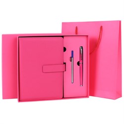 Ежедневник в подарочном наборе 5 в 1, А5, 145x212 мм, BRAUBERG "President", под кожу, 160 листов, розовый, 116852 - фото 15270903