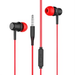 Наушники проводные внутриканальные с микрофоном SONNEN EP-H47RB, 1,1 м, красные/черные, 514129 - фото 15279772