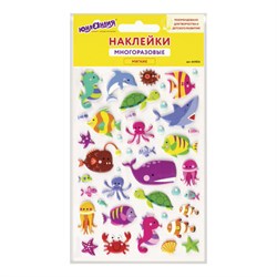 Наклейки зефирные "Морские обитатели", многоразовые, 10х15 см, ЮНЛАНДИЯ, 661826 - фото 15632795