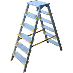 Алюминиевая анодированная двухсторонняя стремянка Алюмет ASD 5206 - фото 16076417